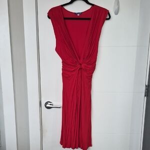Blue Sky Red Knotted Front Maxi Dress
